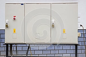 Electrical cabinet with warning signs and padlocks