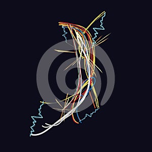 Electrical cable. Electric discharge in wires, vector illustration