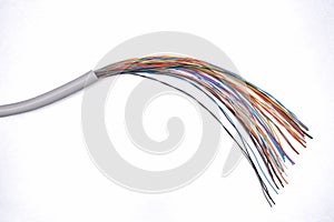 Electrical cable on grey metal background