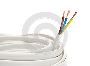 Electrical cable on White background photo