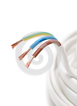 Electrical cable on White background