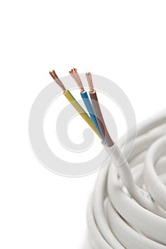 Electrical cable on White background