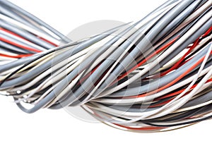 Electrical cable wire isolated on white