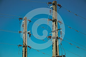 Electrical cables connected to high voltage photo