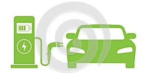 Electrical charging station concept. Car electric charge. Icon of vehicle charge station. Symbol of nature energy. Sign for hybrid