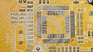 Electrical circuit board with many conductors close up