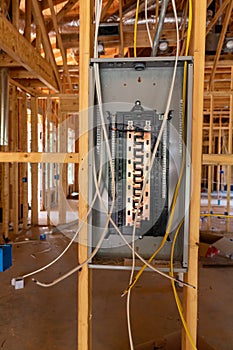 Electrical Circuit Breaker panel in new home construction