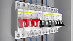 Electrical circuit breakers.3D 3D rendering