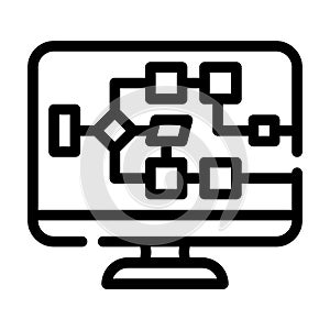 Electrical circuit computer screen line icon vector illustration
