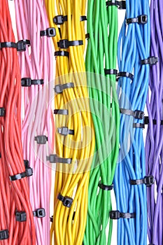 Electrical colors cables with cable ties