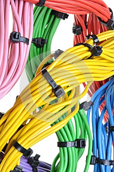 Electrical colors cables with cable ties