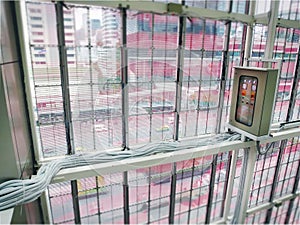 Electrical Control Cabinet with Wiring Cables inside the Building