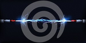 Electrical discharge between power cables vector photo