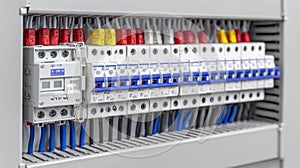 Electrical distribution panel showcasing smart automation technology with