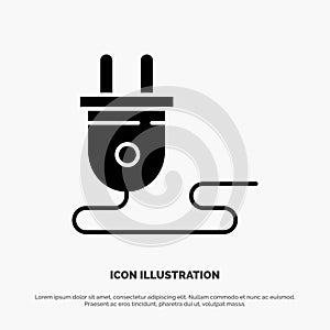 Electrical, Energy, Plug, Power Supply,  solid Glyph Icon vector