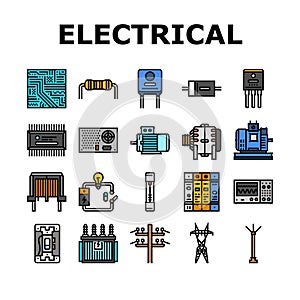 electrical engineer industry work icons set vector