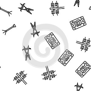 electrical engineer industry work vector seamless pattern