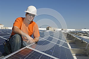 Electrical Engineer At Solar Power Plant photo