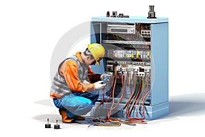 Electrical engineer during the work 3d colorful illustration - Generative AI.