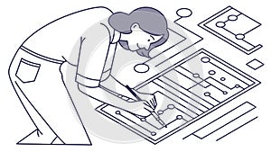 Electrical Engineer Working on Circuit Board, Tech Innovation, vector design Generative AI