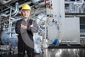 Electrical engineer working at control room of modern powerhouse