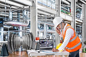 Electrical engineer working in modern thermal power plant