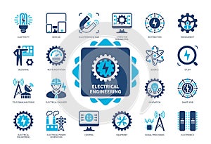 Electrical Engineering solid icon set