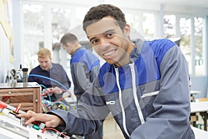 Electrical engineering student doing apprenticeship