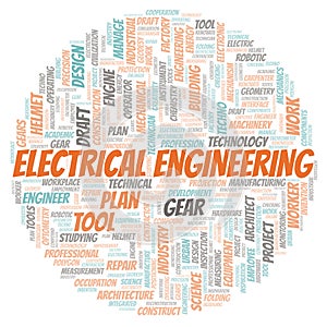 Electrical Engineering typography word cloud create with the text only