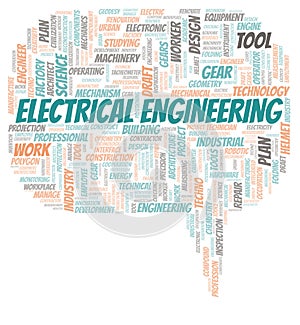 Electrical Engineering typography word cloud create with the text only
