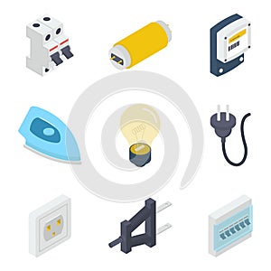 Electrical Equipments Isometric Vectors Pack