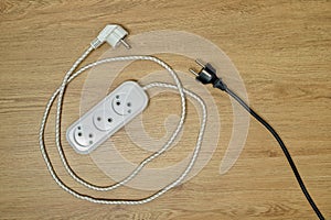Electrical extension cord, electric wire with plug and socket
