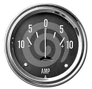 Electrical gauge with black face and white numbers