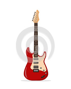 Electrical Guitar icon. Rock music equipment. Red musical instrument