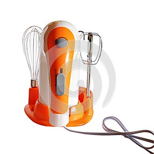 Electrical hand mixer isolated on a white