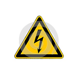 Electrical hazard high voltage sign isolated on white