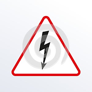 Electrical hazard sign with lightning or thunder icon. High voltage sign. Caution warning and Danger symbol. Triangle shape. Vecto