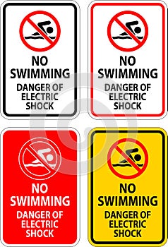 Electrical Hazard Sign No Swimming, Danger Of Electric Shock