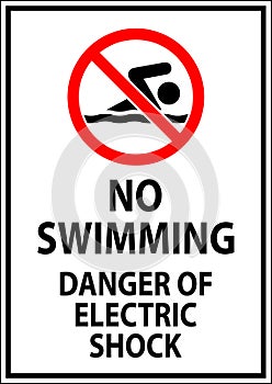 Electrical Hazard Sign No Swimming, Danger Of Electric Shock