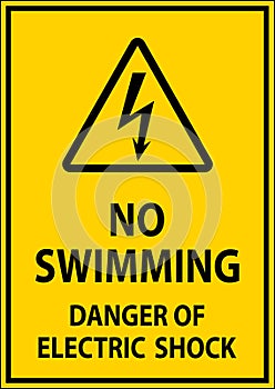 Electrical Hazard Sign No Swimming - Danger Of Electric Shock