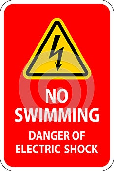 Electrical Hazard Sign No Swimming - Danger Of Electric Shock