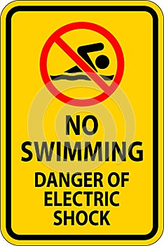 Electrical Hazard Sign No Swimming, Danger Of Electric Shock