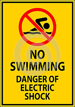 Electrical Hazard Sign No Swimming, Danger Of Electric Shock