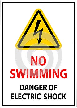 Electrical Hazard Sign No Swimming - Danger Of Electric Shock