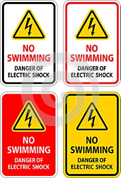 Electrical Hazard Sign No Swimming - Danger Of Electric Shock