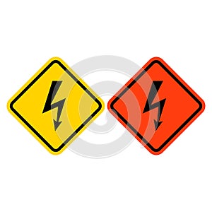 Electrical hazard sign vector with yellow and orange colors 2