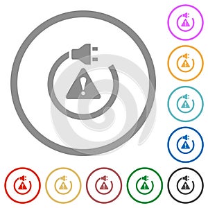 Electrical hazard solid flat icons with outlines