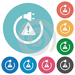 Electrical hazard solid flat round icons