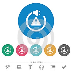 Electrical hazard solid flat round icons