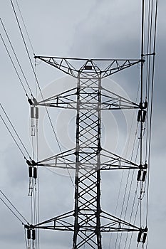 Electrical high voltage cabling cloudy sky